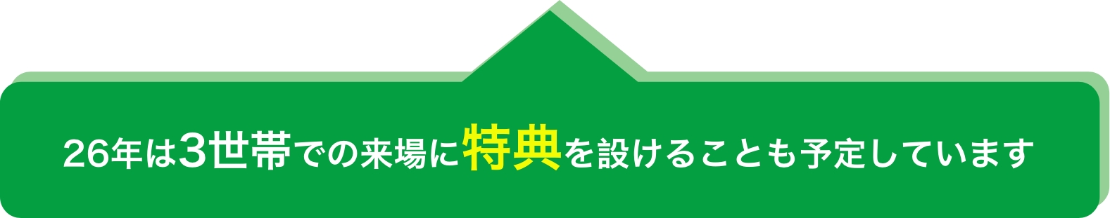26年は3世帯での来場に特典を設けることも予定しています